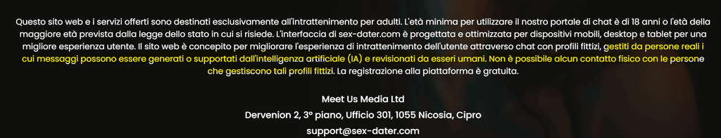 Già nel piè di pagina ci avvisano che si tratta di un sito con profili falsi.