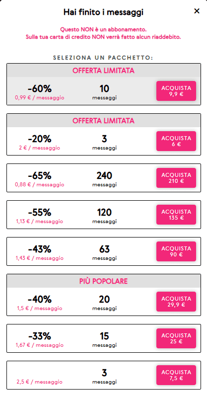 Quanto costa Seduzionilocali prezzo
